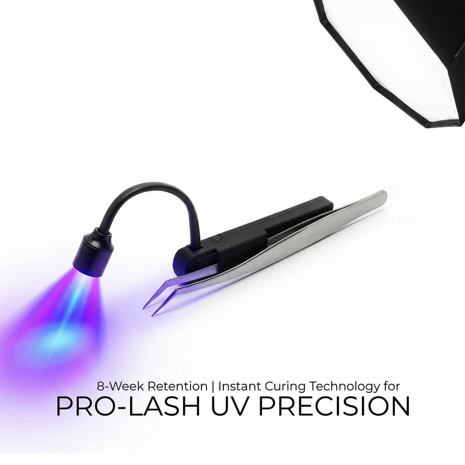 Eyelash Extension Repair - โคมไฟ LED สำหรับต่อขนตา 1W 395nm พร้อมไฟอบกาวแห้งเร็วและแหนบพกพาสำหรับต่อขนตา